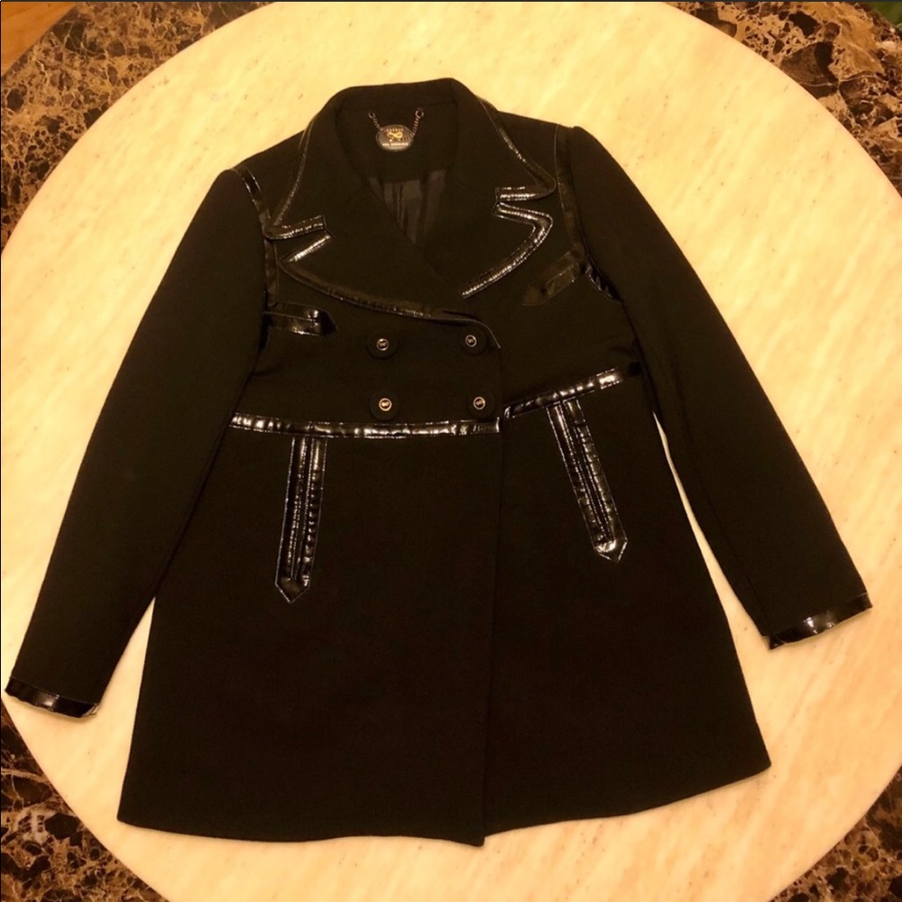 Auth ANYA HINDMARCH Virgin Wool Double-Breasted Coat Size M
